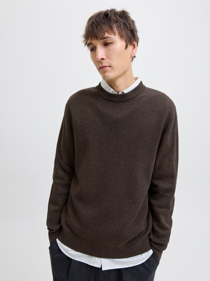 Jprblamilano Stitch Knit Crew Neck Sn - Bruin