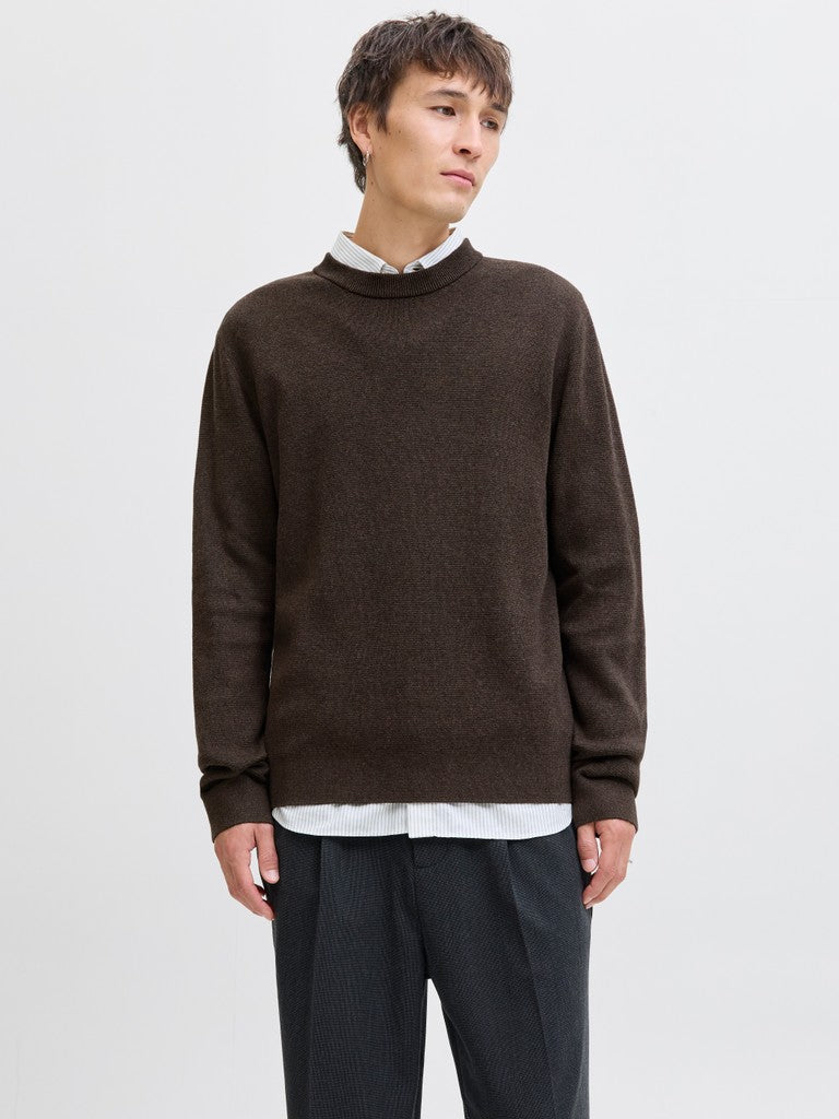 Jprblamilano Stitch Knit Crew Neck Sn - Bruin