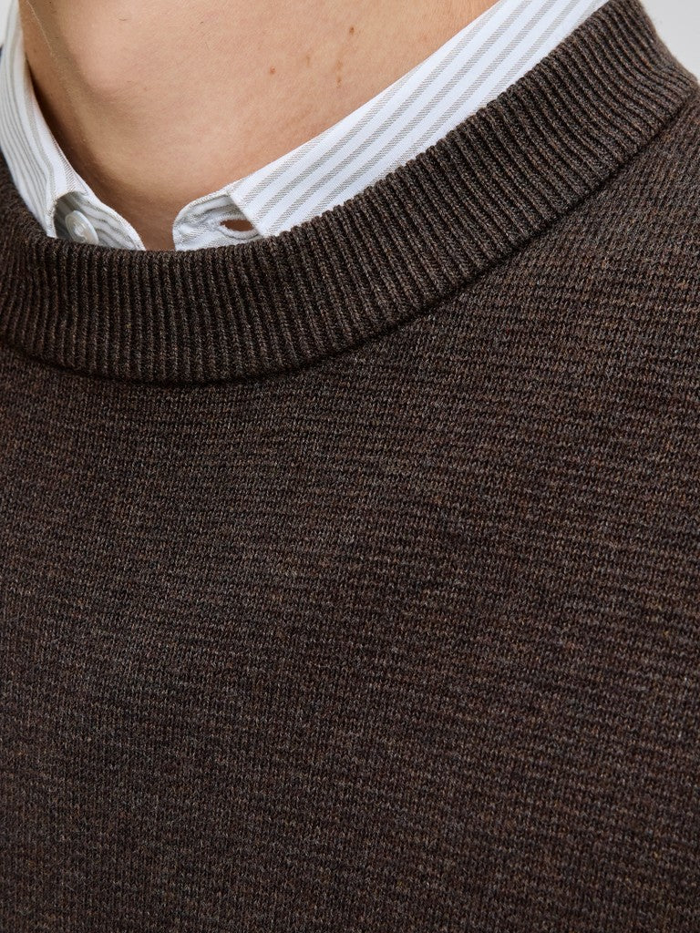 Jprblamilano Stitch Knit Crew Neck Sn - Bruin