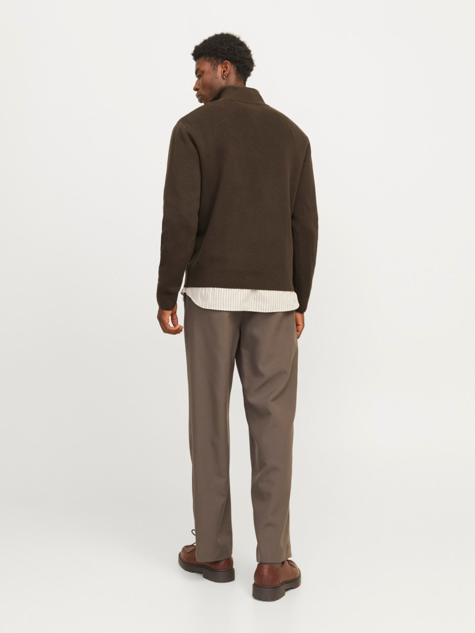 Jprblamilano Stitch Knit Half Zip S - Bruin