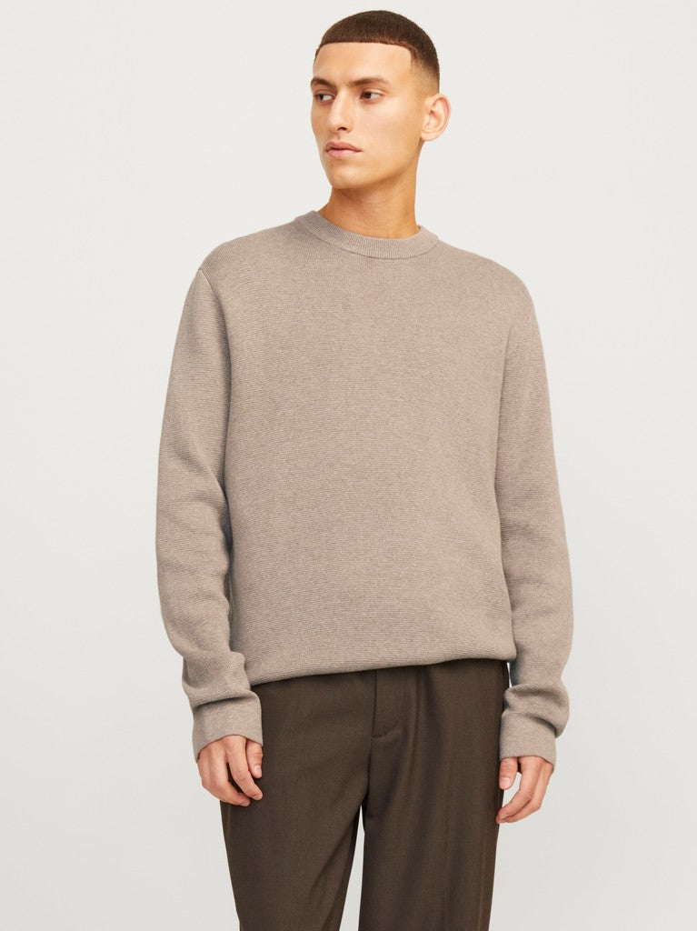 Jprblamilano Stitch Knit Crew Neck Sn - Licht Bruin