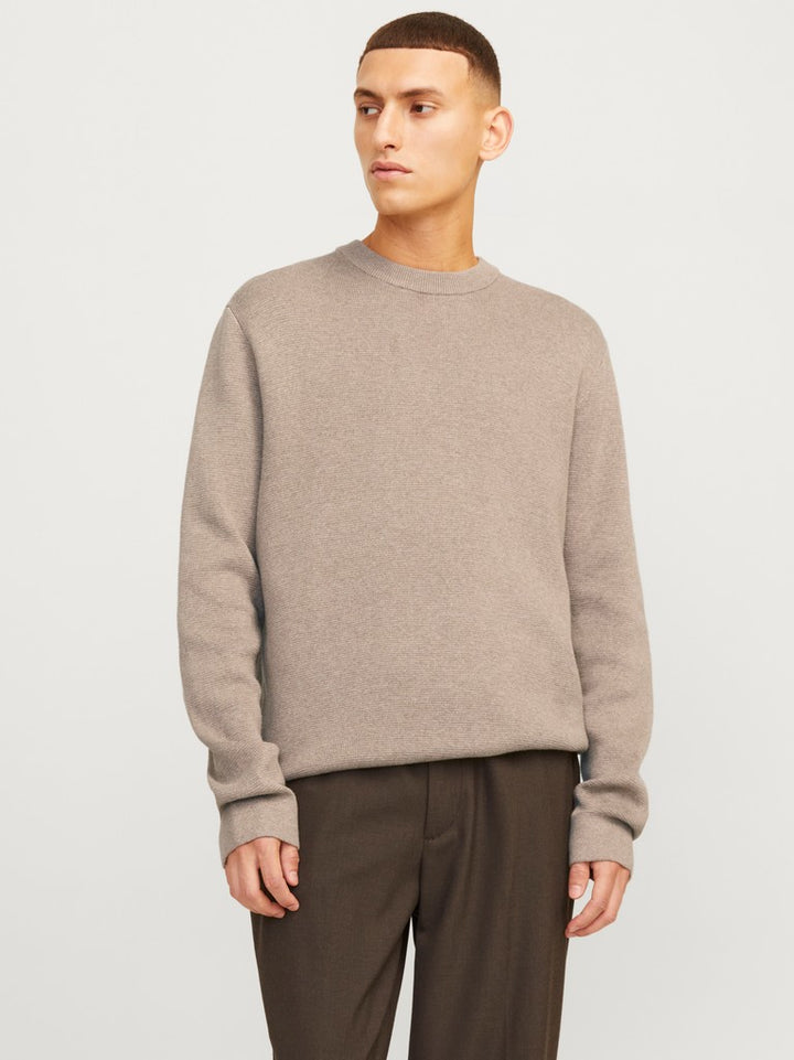 Jprblamilano Stitch Knit Crew Neck Sn - Licht Bruin