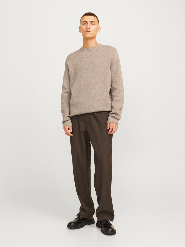 Jprblamilano Stitch Knit Crew Neck Sn - Licht Bruin