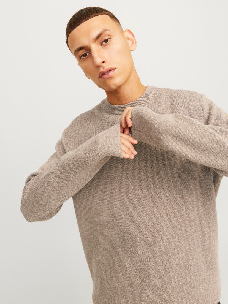 Jprblamilano Stitch Knit Crew Neck Sn - Licht Bruin