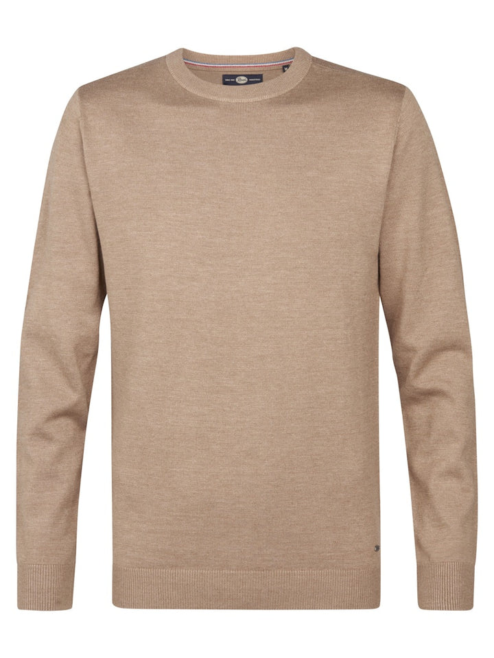 Men Knitwear Round Neck Basic - Camel