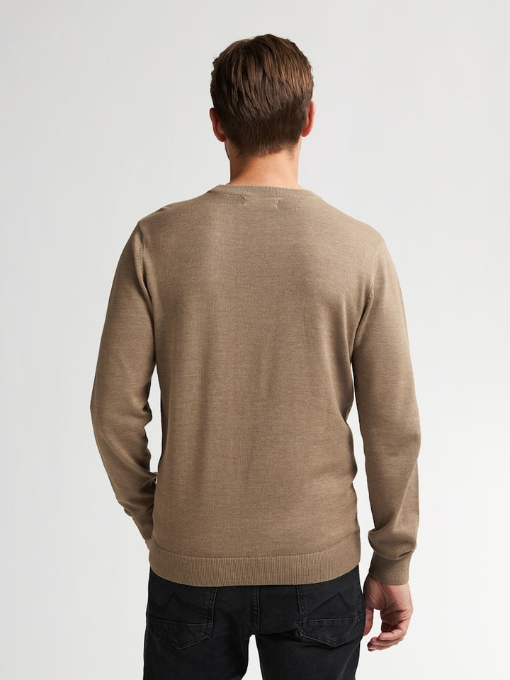Men Knitwear Round Neck Basic - Camel