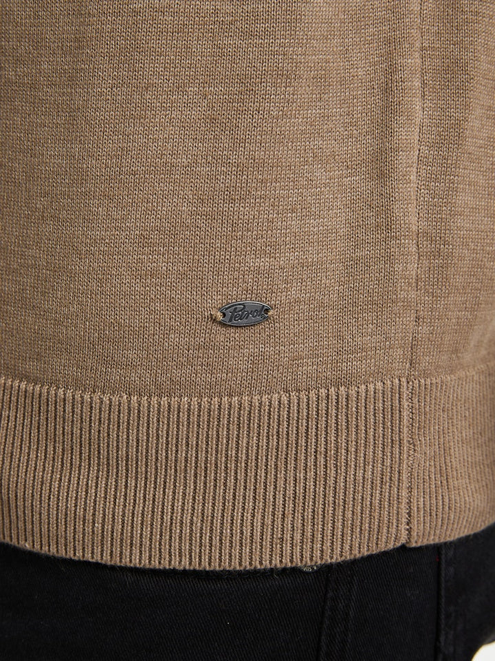 Men Knitwear Round Neck Basic - Camel