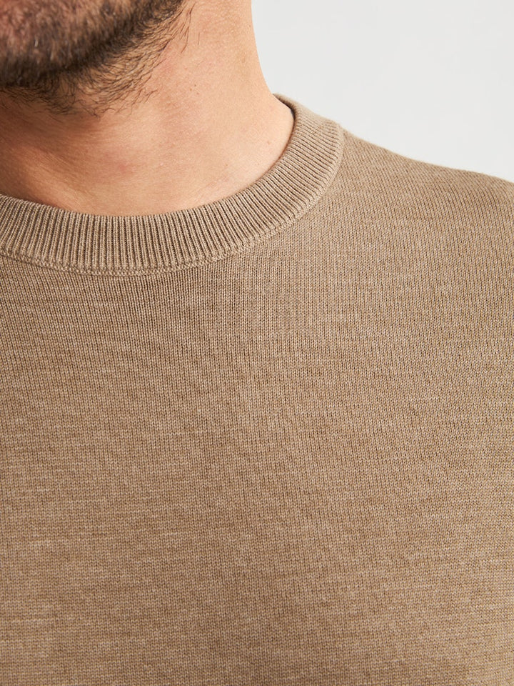 Men Knitwear Round Neck Basic - Camel