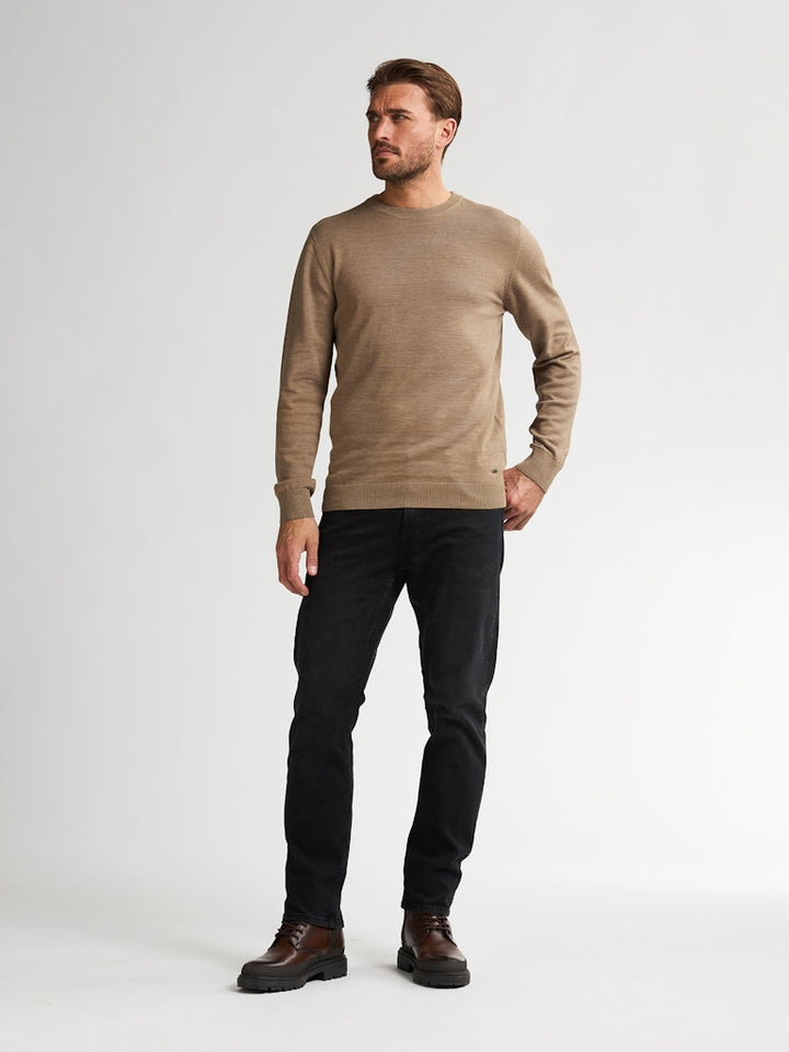 Men Knitwear Round Neck Basic - Camel
