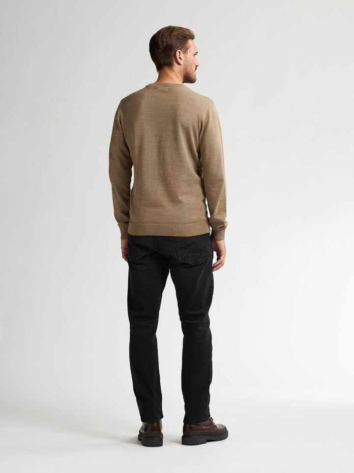 Men Knitwear Round Neck Basic - Camel