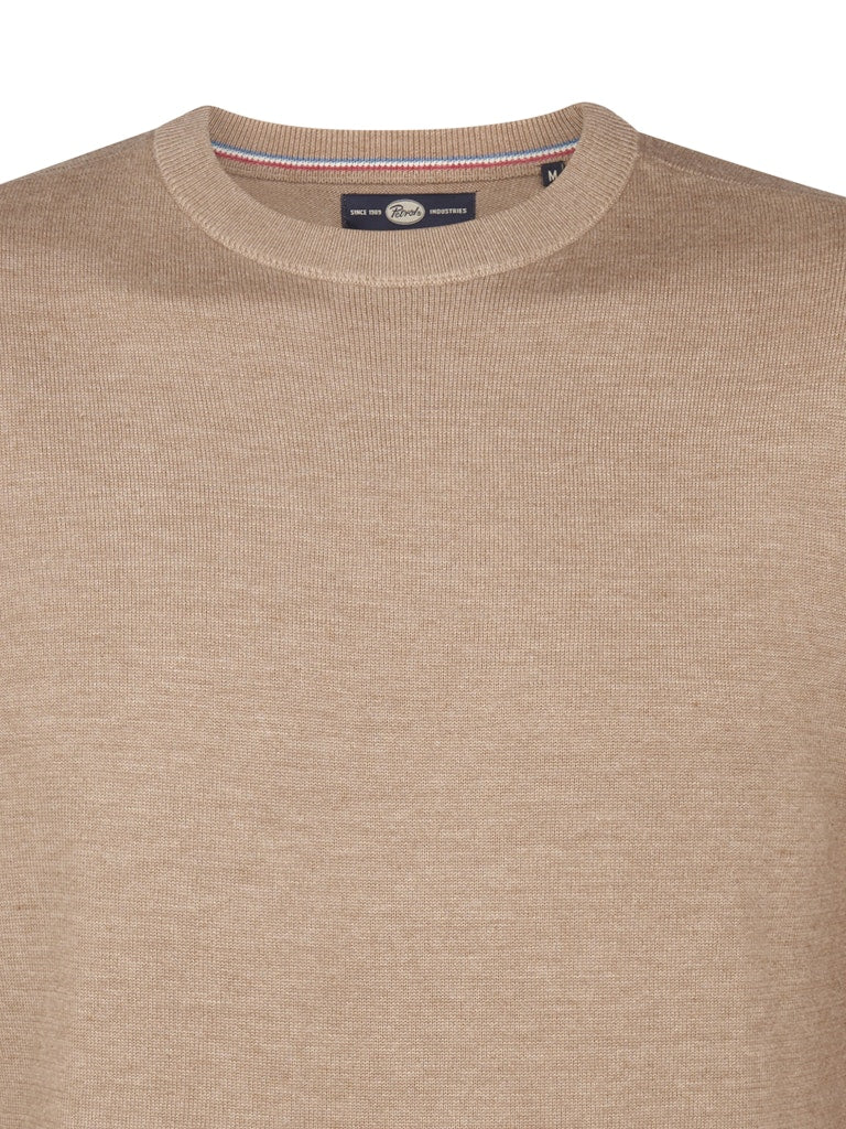 Men Knitwear Round Neck Basic - Camel