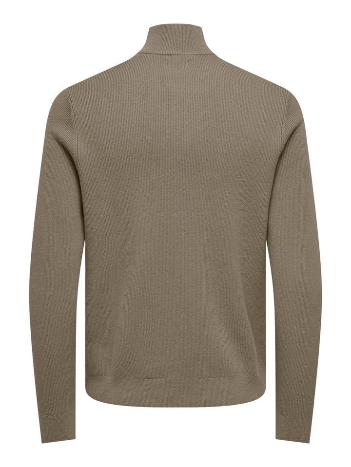 Onsphil Reg 12 Struc Half Zip Knit - Taupe