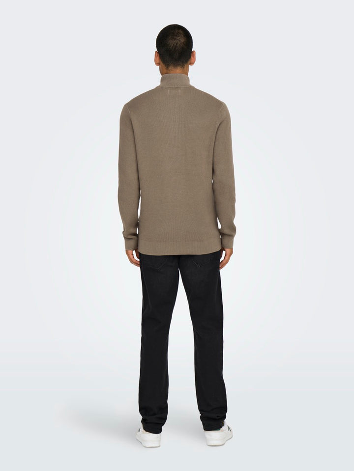 Onsphil Reg 12 Struc Half Zip Knit - Taupe