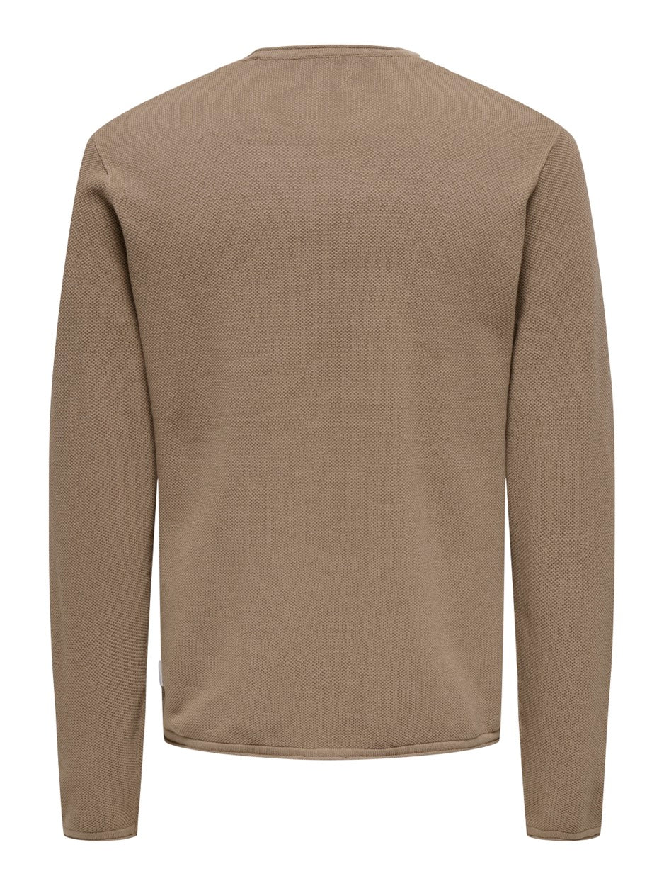 Onsfelix Reg 12 Crew Knit Noos - Taupe