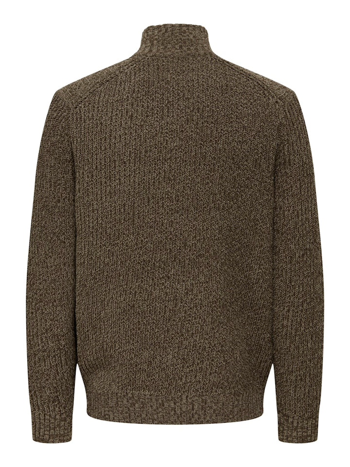 Onsjoin Reg Ls High Neck Knit Camp - Bruin Dessin
