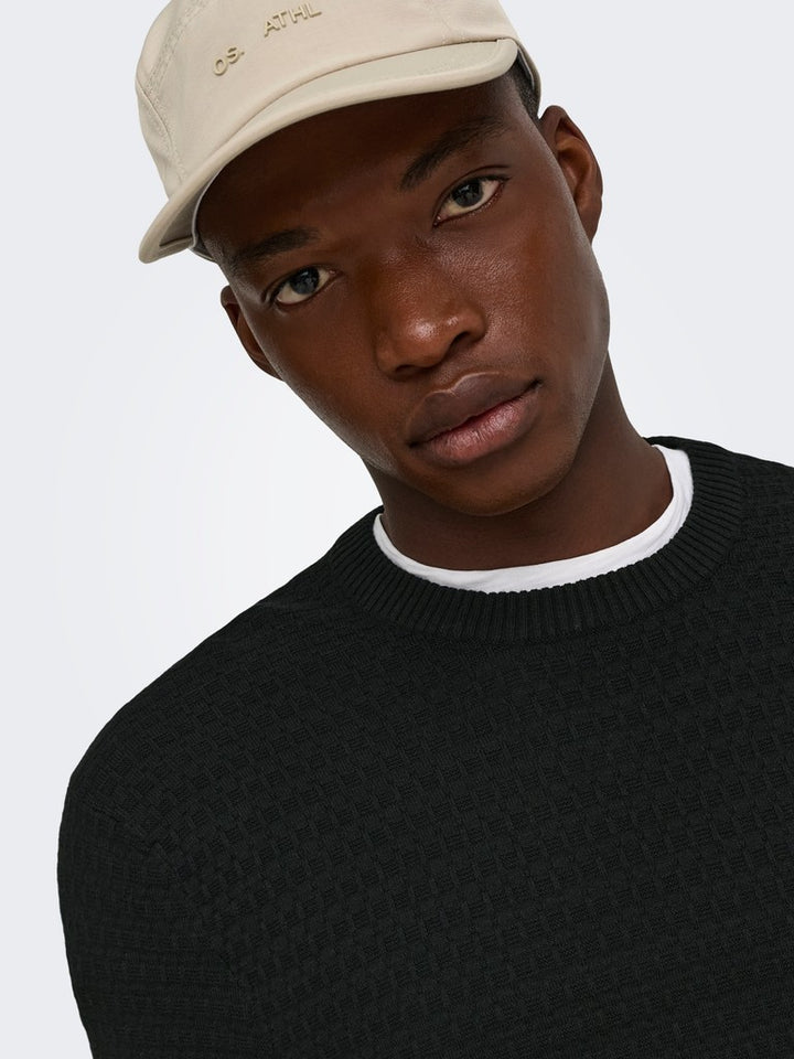 Onsloui Ls Structure Crew Reg Noos - Zwart