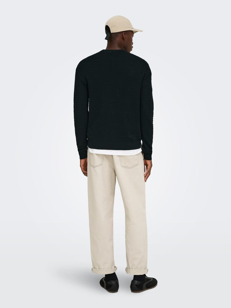 Onsloui Ls Structure Crew Reg Noos - Zwart