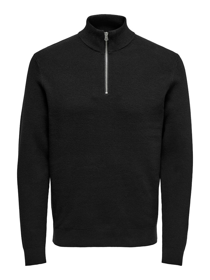 Onsphil Reg 12 Struc Half Zip Knit - Zwart