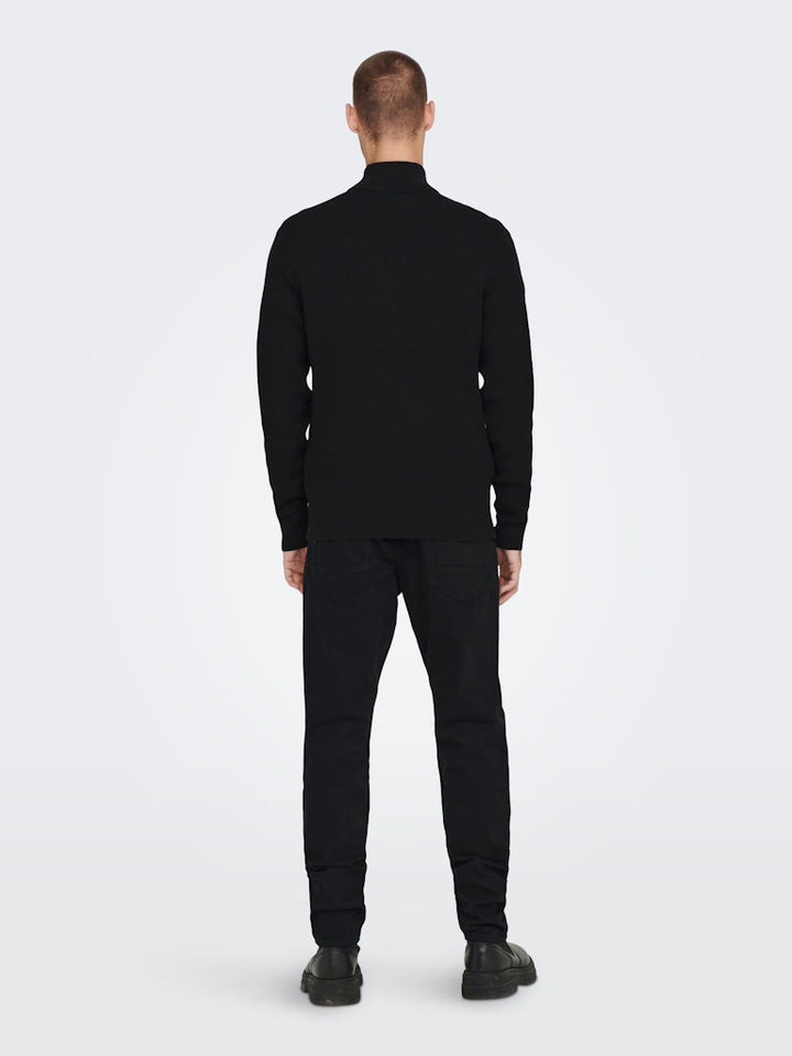 Onsphil Reg 12 Struc Half Zip Knit - Zwart