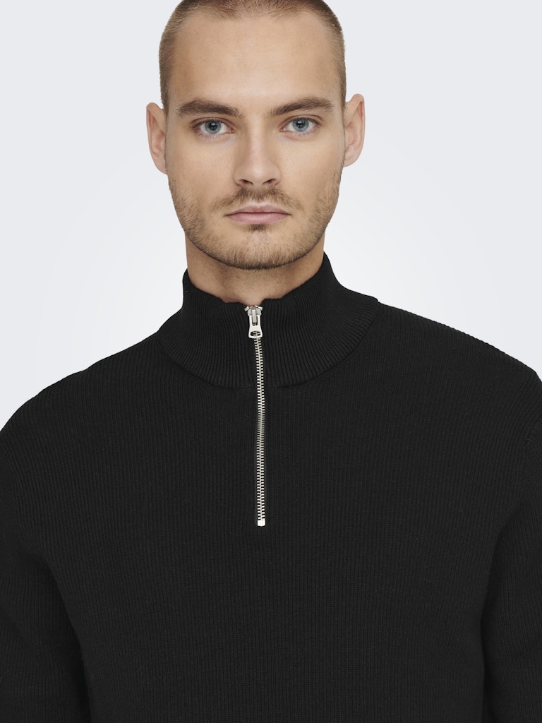 Onsphil Reg 12 Struc Half Zip Knit - Zwart