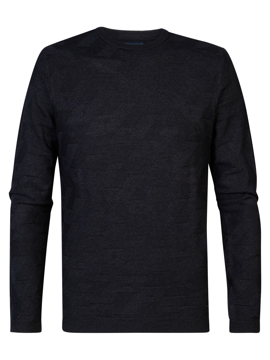 M-3040-kwr219  Knitwear Round Neck Basic - Zwart