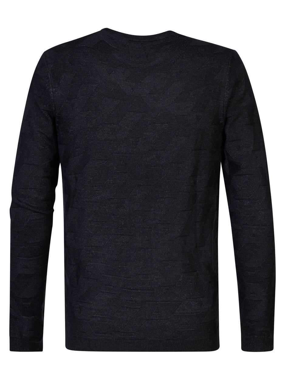 M-3040-kwr219  Knitwear Round Neck Basic - Zwart