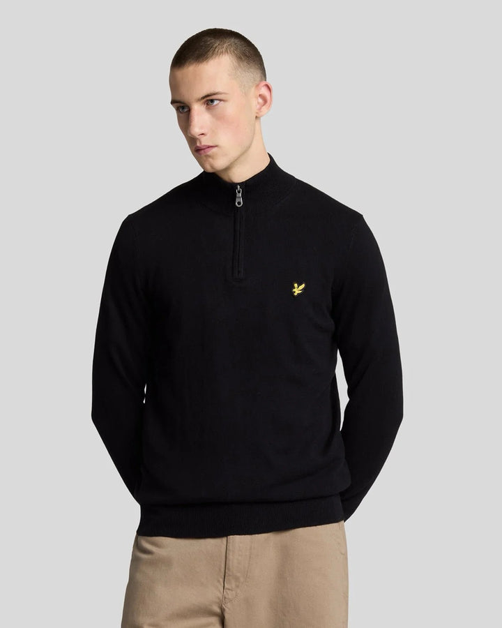 Cotten Marino Quarter Zipper - Zwart