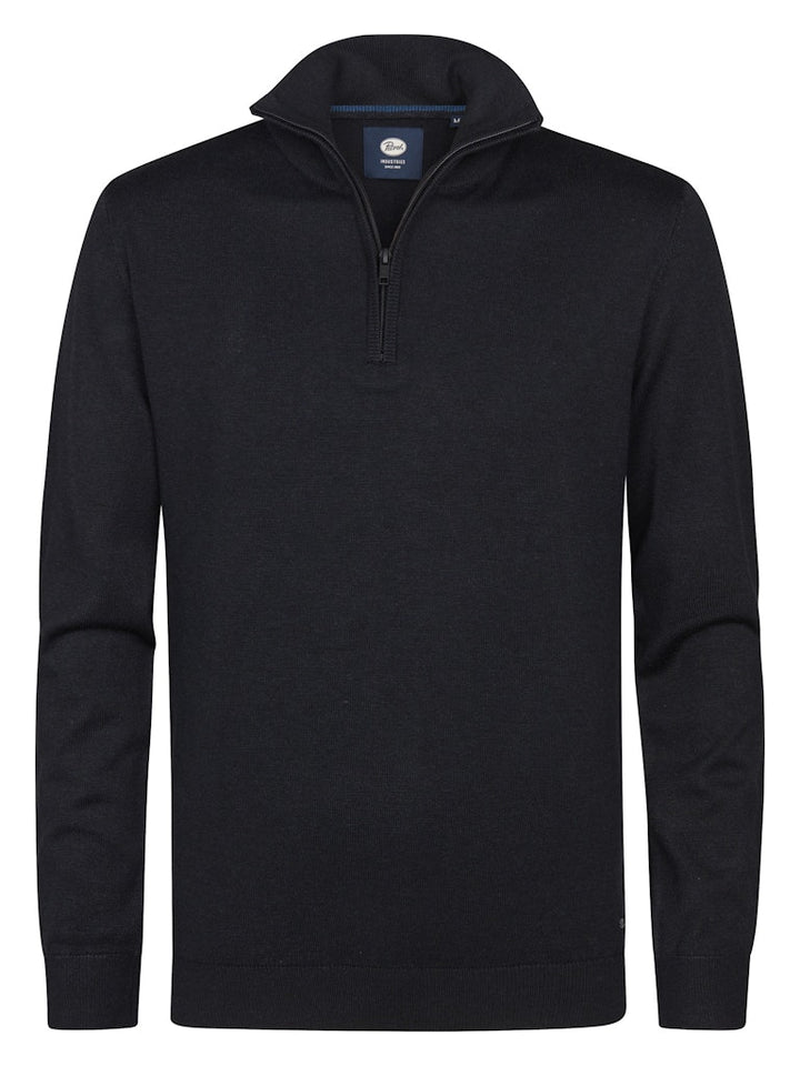 Men Knitwear Collar Basic - Zwart