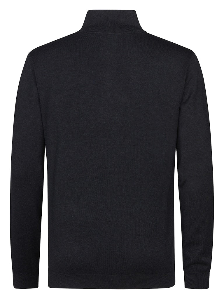 Men Knitwear Collar Basic - Zwart