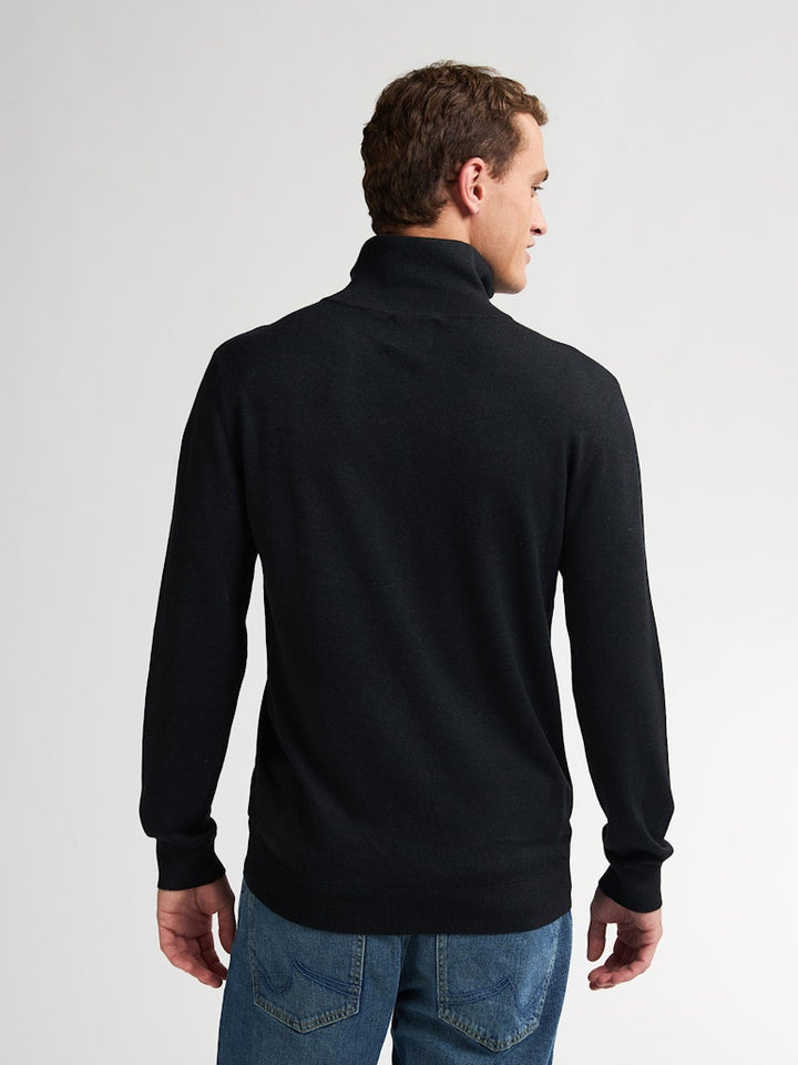 Men Knitwear Collar Basic - Zwart