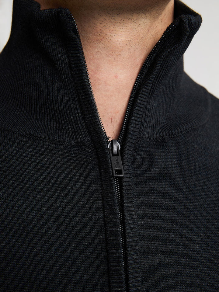 Men Knitwear Collar Basic - Zwart