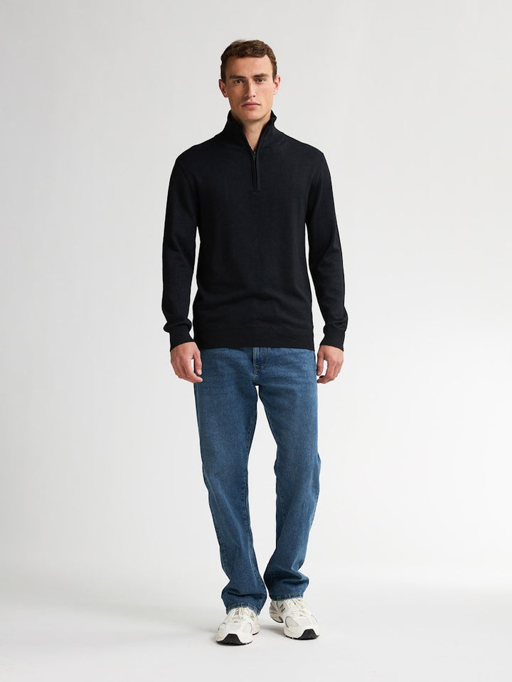 Men Knitwear Collar Basic - Zwart