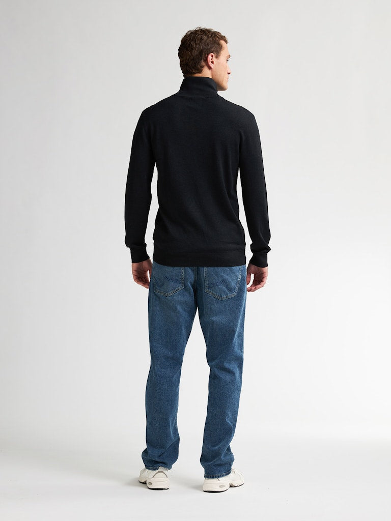 Men Knitwear Collar Basic - Zwart