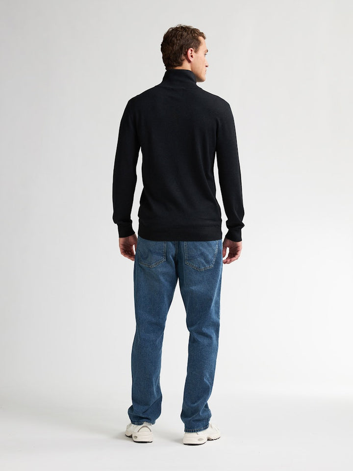 Men Knitwear Collar Basic - Zwart