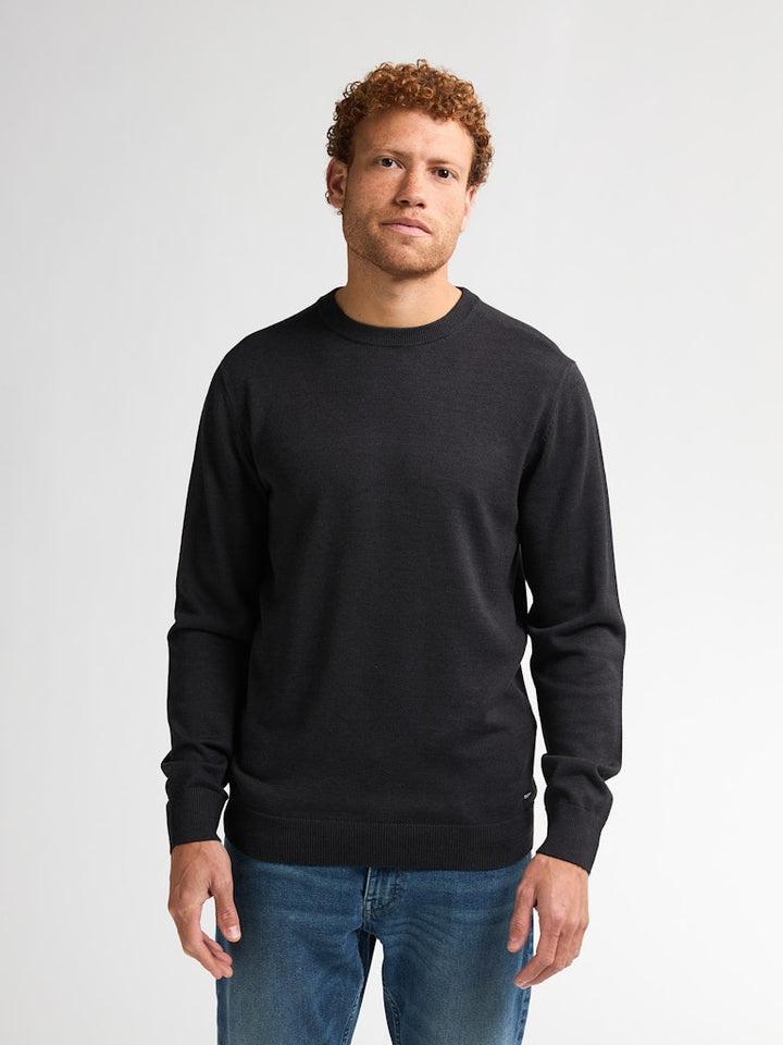 Men Knitwear Round Neck Basic - Zwart