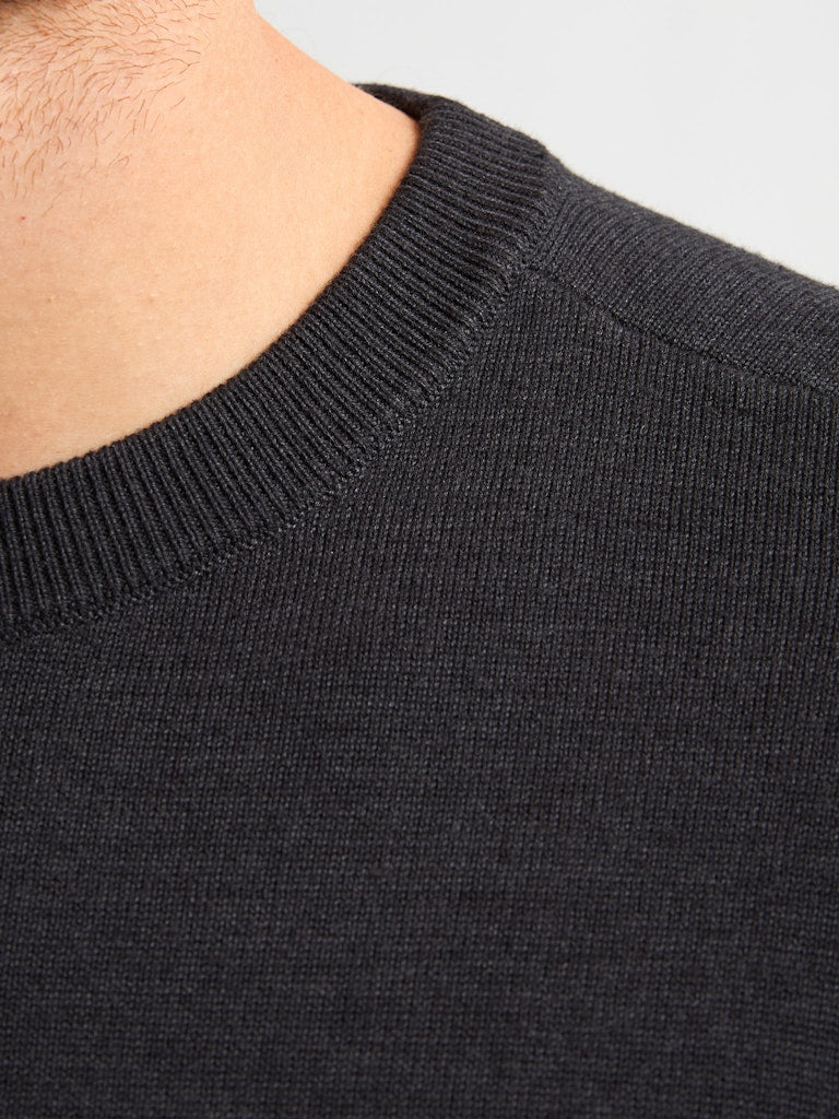 Men Knitwear Round Neck Basic - Zwart