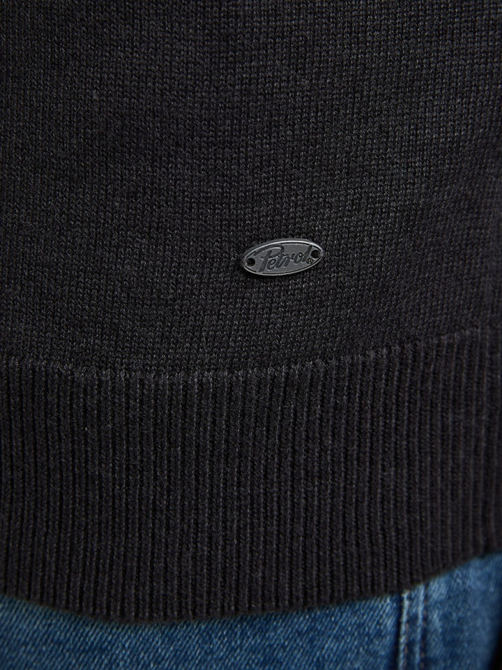 Men Knitwear Round Neck Basic - Zwart