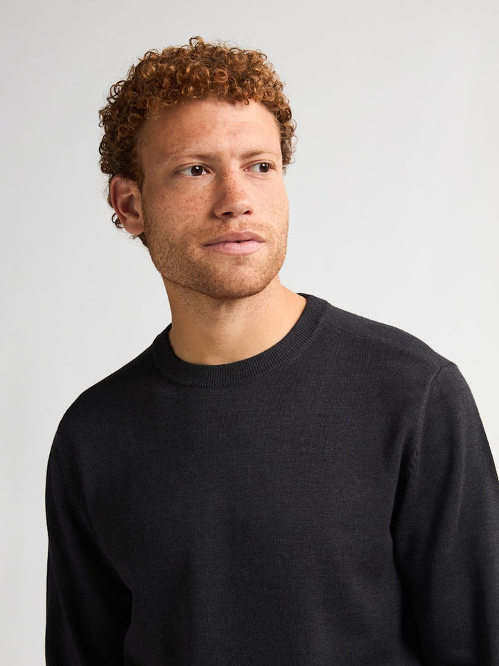 Men Knitwear Round Neck Basic - Zwart