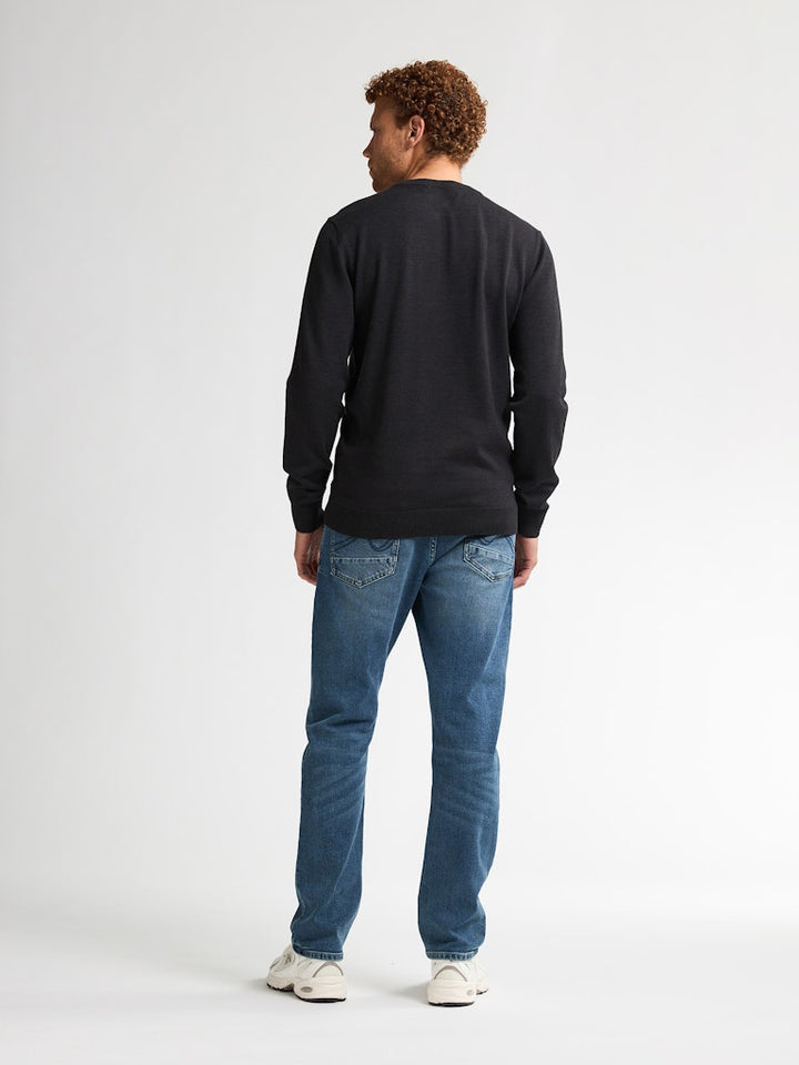 Men Knitwear Round Neck Basic - Zwart