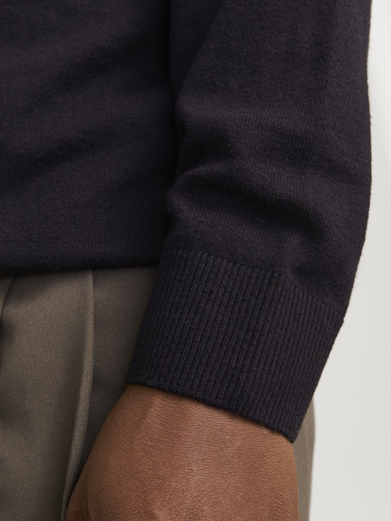Jjeemil Knit Polo Half Zip Ls Noos - Zwart