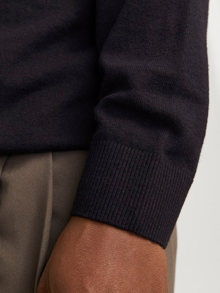 Jjeemil Knit Polo Half Zip Ls Noos - Zwart