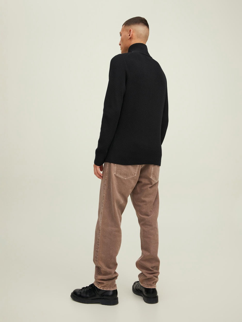 JPRPERFECT KNIT HALF ZIP SN - Zwart Truien Jack & Jones 