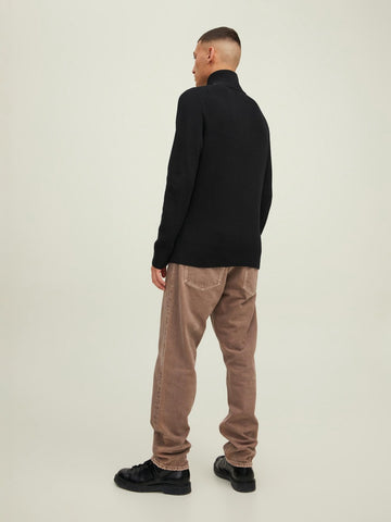 JPRPERFECT KNIT HALF ZIP SN - Zwart Truien Jack & Jones 