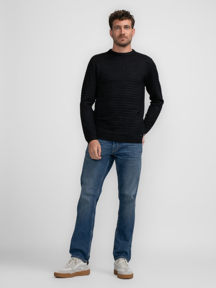 M-3040-kwr269 Knitwear Round - Zwart