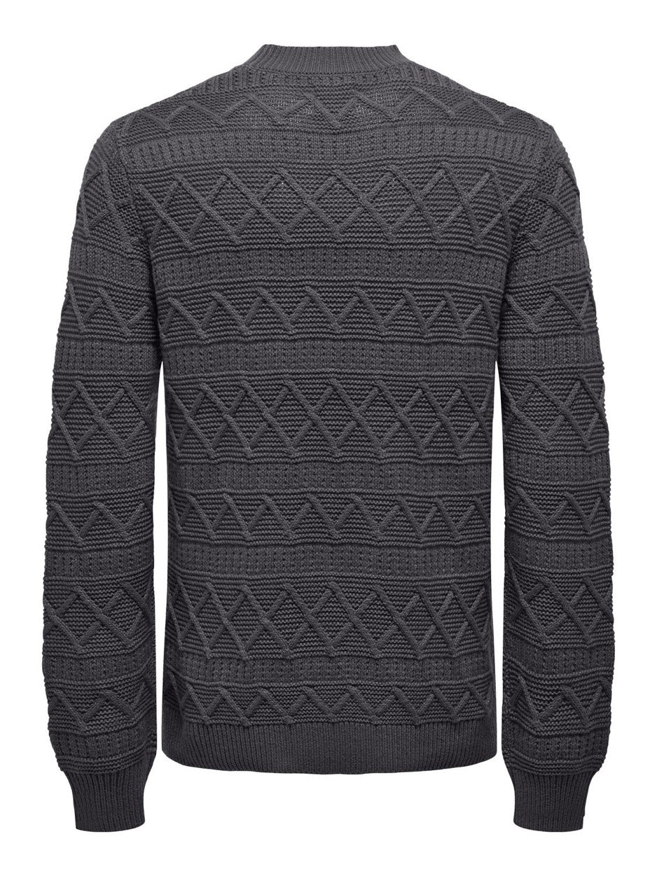 Onswade Reg 5 Struc Crew Neck Knit - Grijs