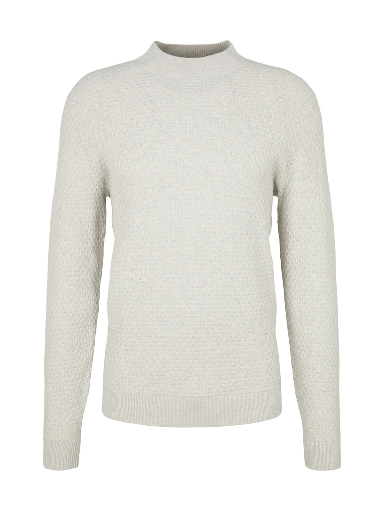 Structured Crew Neck - Lichtgrijs