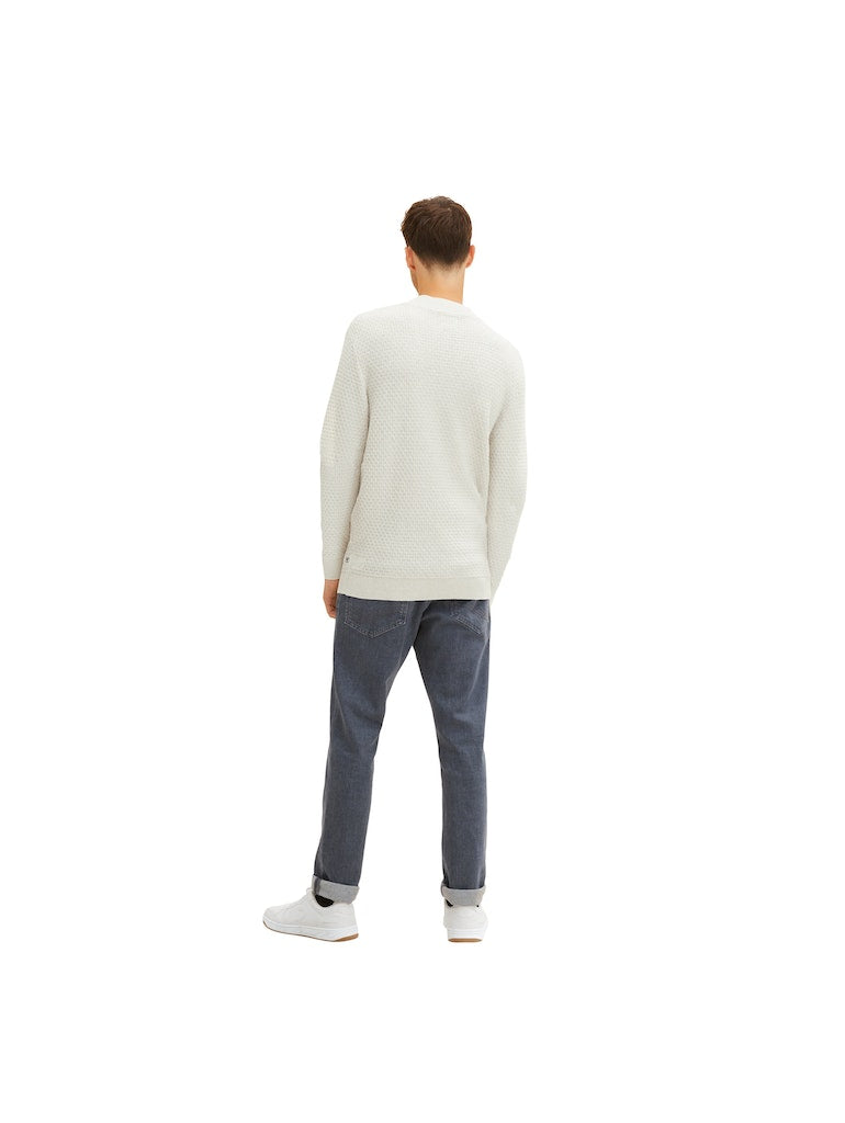Structured Crew Neck - Lichtgrijs