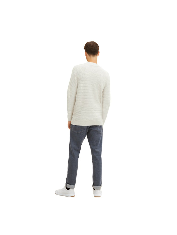 Structured Crew Neck - Lichtgrijs