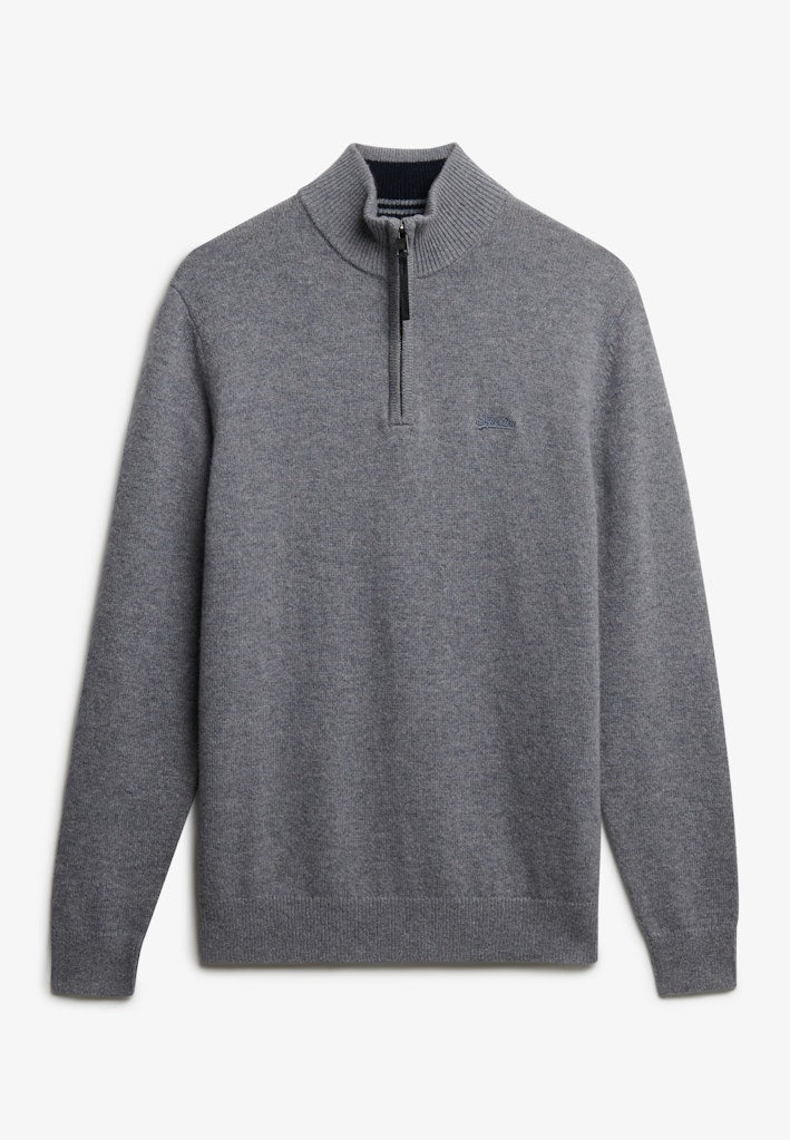 Trui Met Wolmix Zip - Lichtgrijs