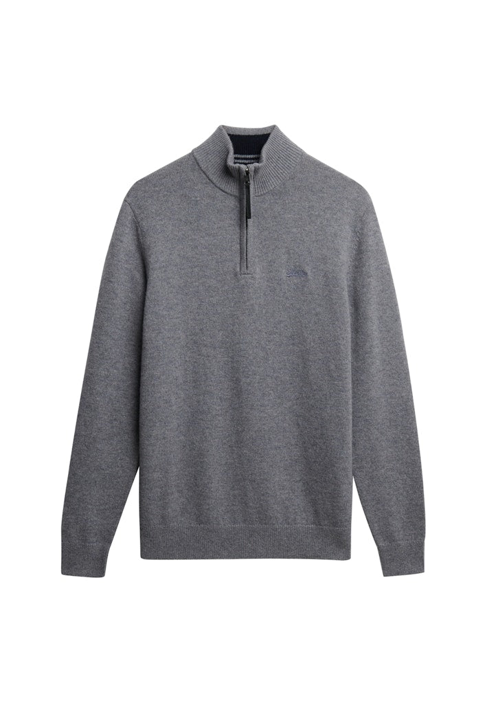 Trui Met Wolmix Zip - Lichtgrijs